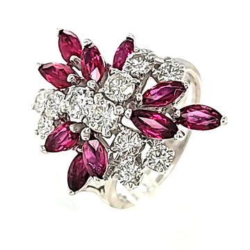 Ruby & Diamond Cluster Ring